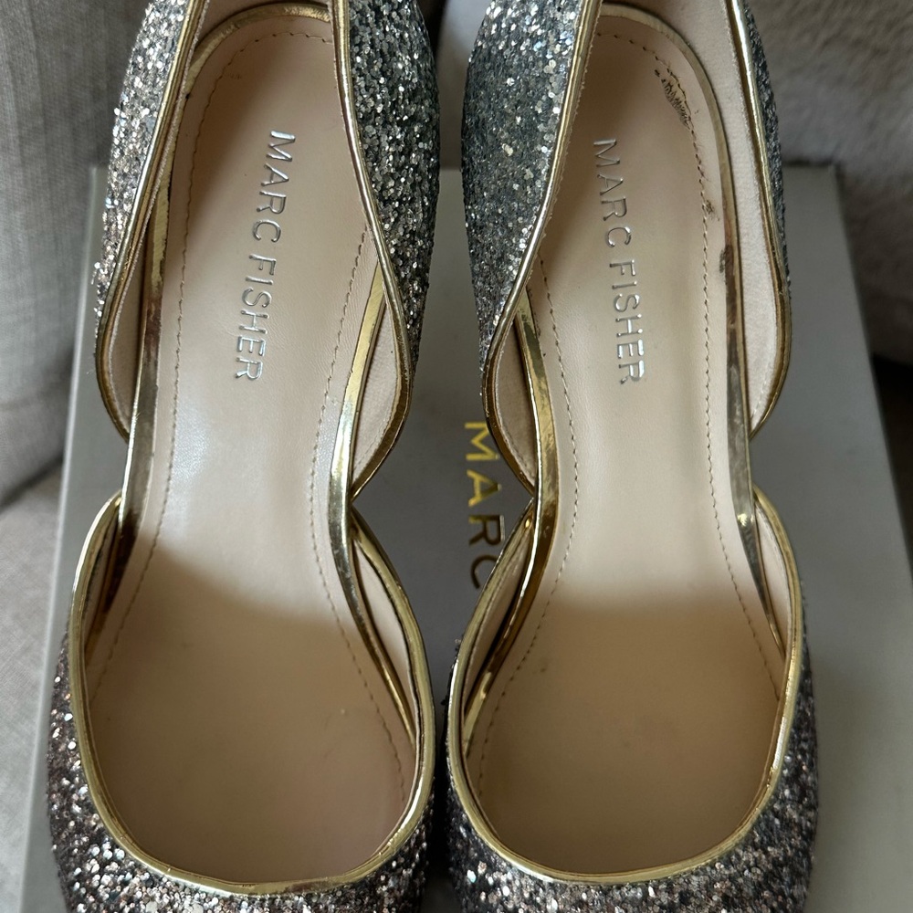 Marc Fisher Christay Gold Glitter High Heel Pump - Picture 8 of 10